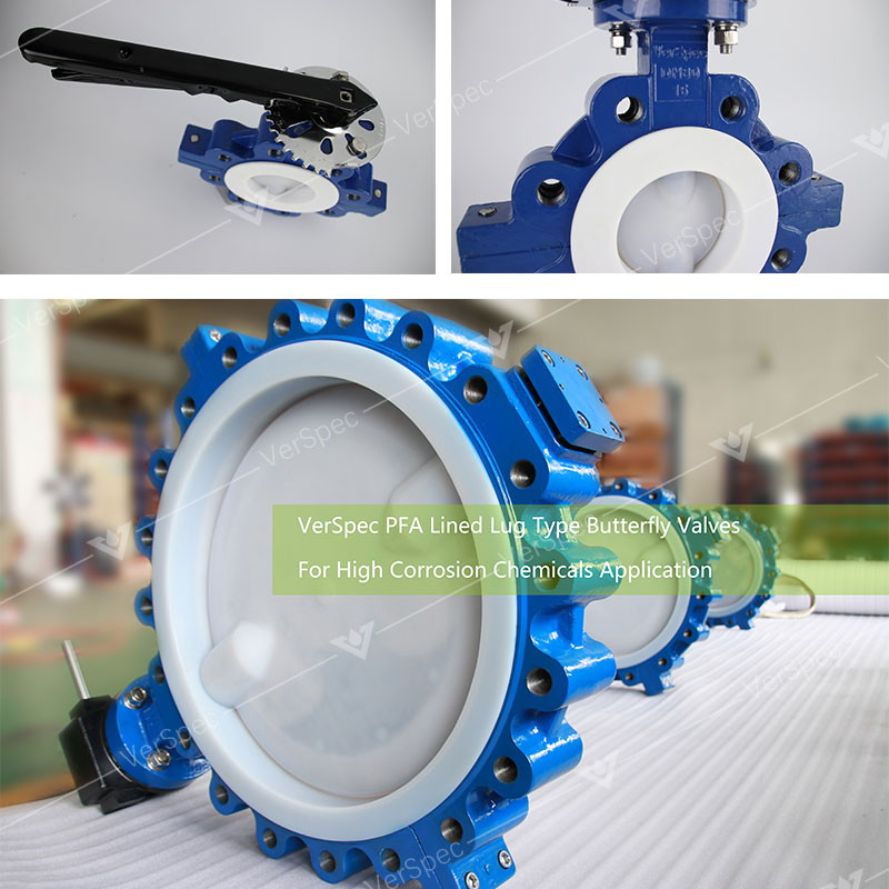 Lug Type PFA lined butterfly valve